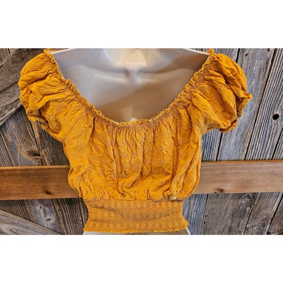 Riley & James XL (juniors) Y2K Mid drift middi summer yellow eyelet sunflower - Picture 3 of 9